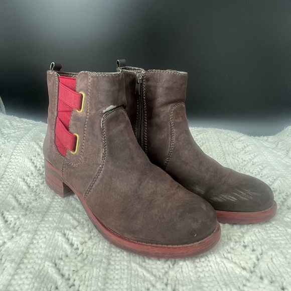 Rieker Womens EU 41 Brown Red Gusset Leather Fleece Lined Winter Boot Grip Style - Picture 2 of 13
